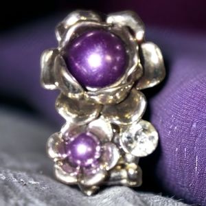 Purple flower stretch ring